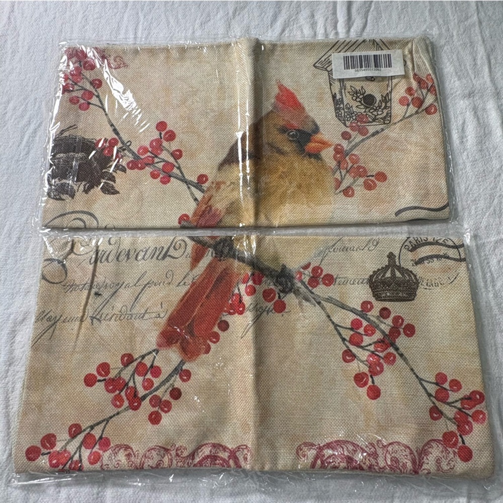 Cardinal/bird Throw Pillow Covers Set of 4 Farmhouse - Picture 3 of 7